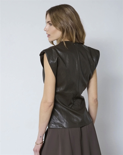 Co'Couture - Gitt CC Pleat Top - Dark Brown